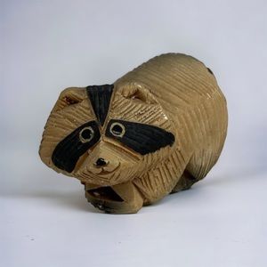 Artesania Rinconada Raccoon Figurine Vintage Uruguay Signed Animal Shelf Decor